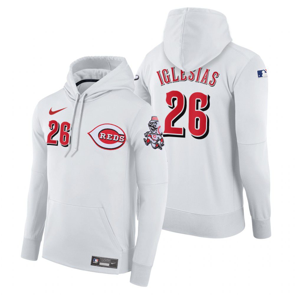 Men Cincinnati Reds 26 Iglesias white home hoodie 2021 MLB Nike Jerseys